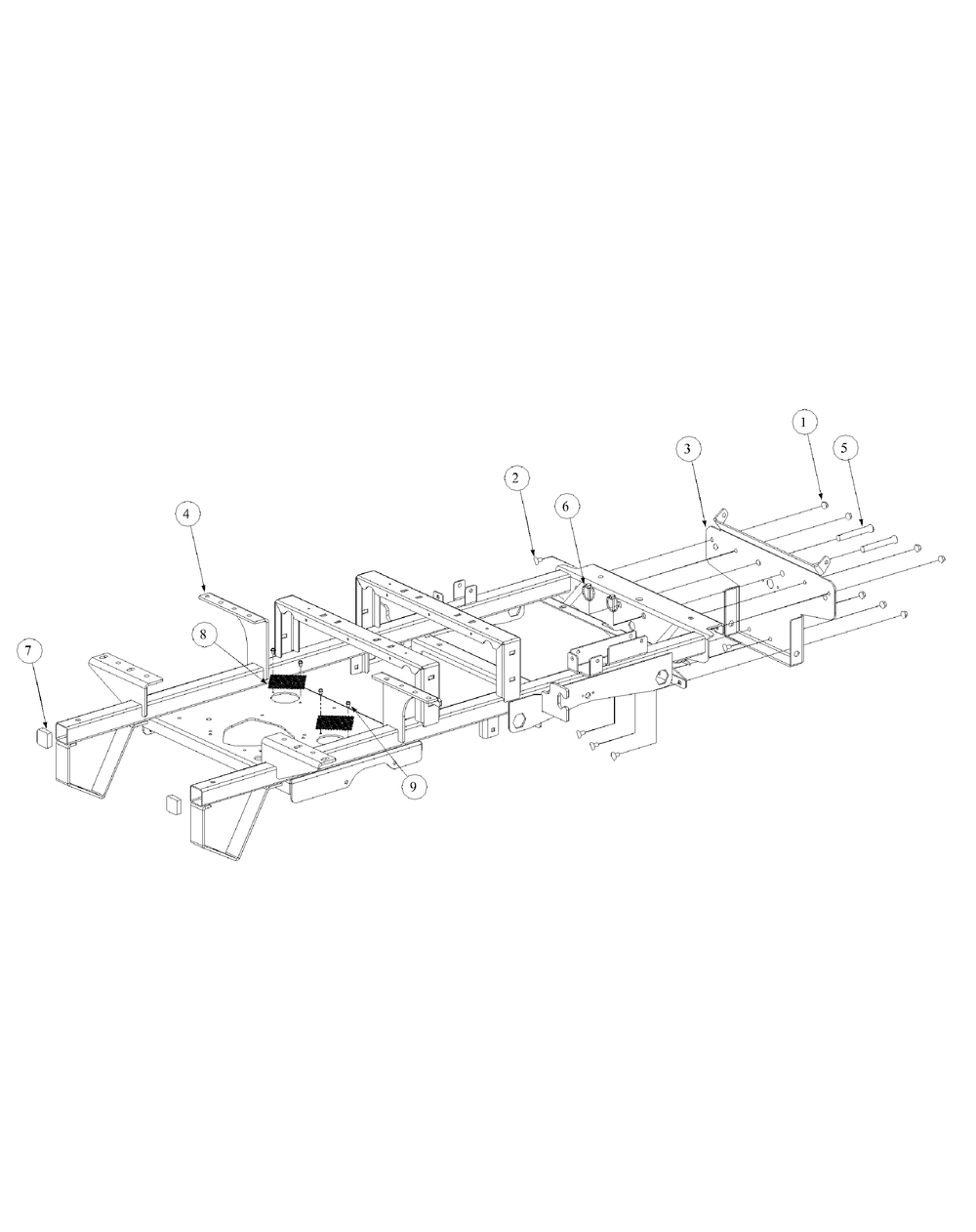 Frame Assembly Diagram and Parts List for M54-KW 53AB5DBW150-23-HP Cub Cadet Lawn Tractor